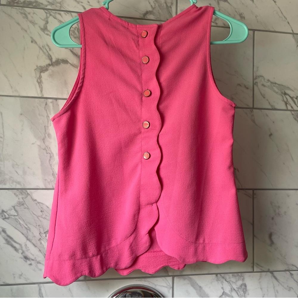 💖Scalloped Back Button Pink Blouse